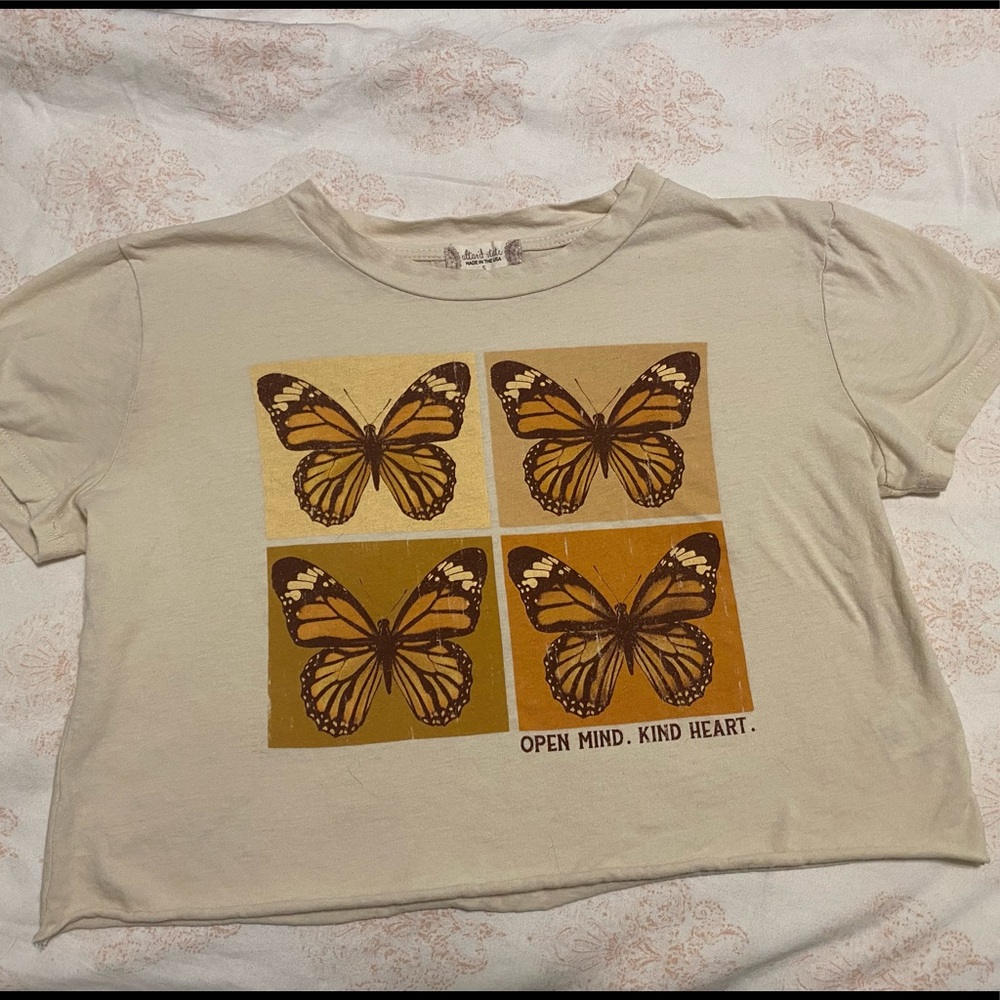 Brand New butterfly graphic cropped tee